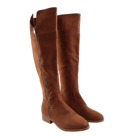 MIA Shoes - 🔥MIA Carsyn Faux Leather Zip Over The Knee Boots, Brown, 8.5US SHIPS TODAY🔥